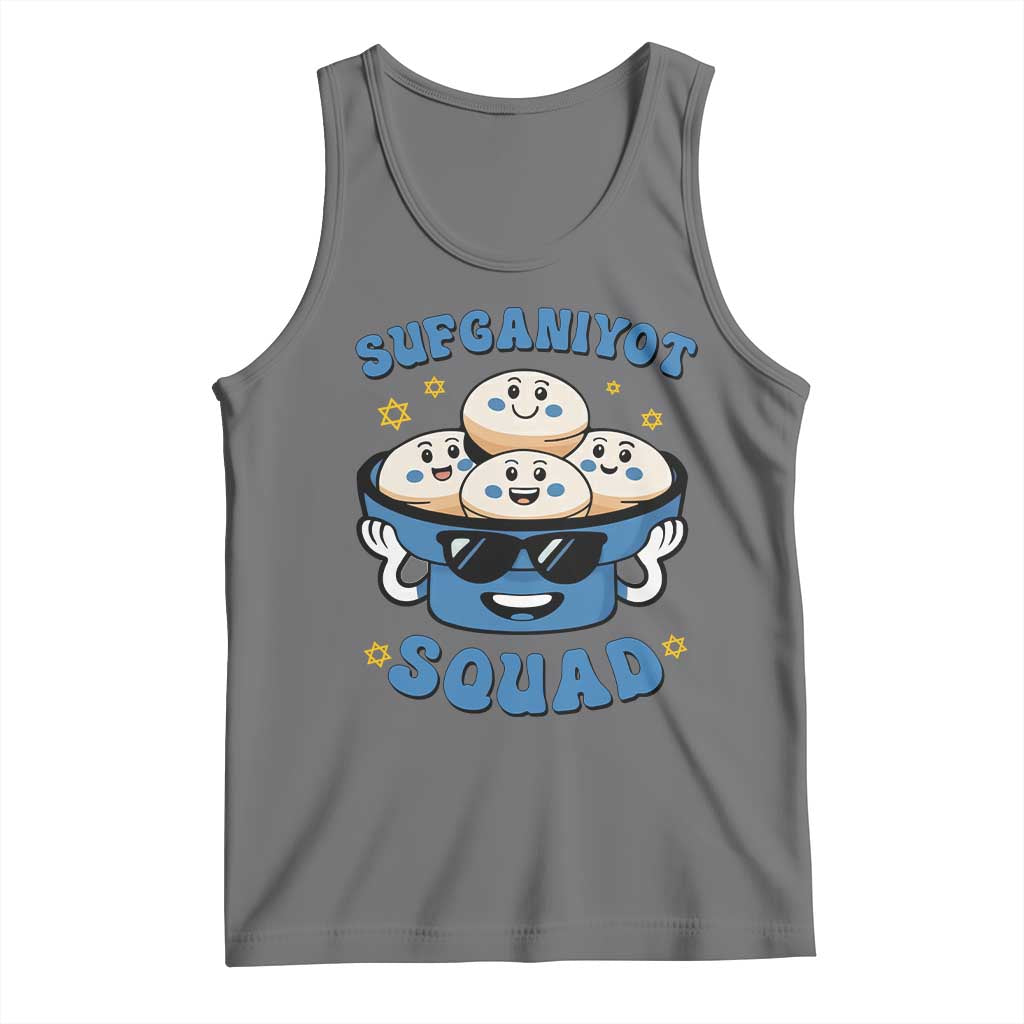 Hanukkah Sufganiyot Squad Tank Top Funny Jelly Donut Jewish Gift TS12 Black Heather Print Your Wear