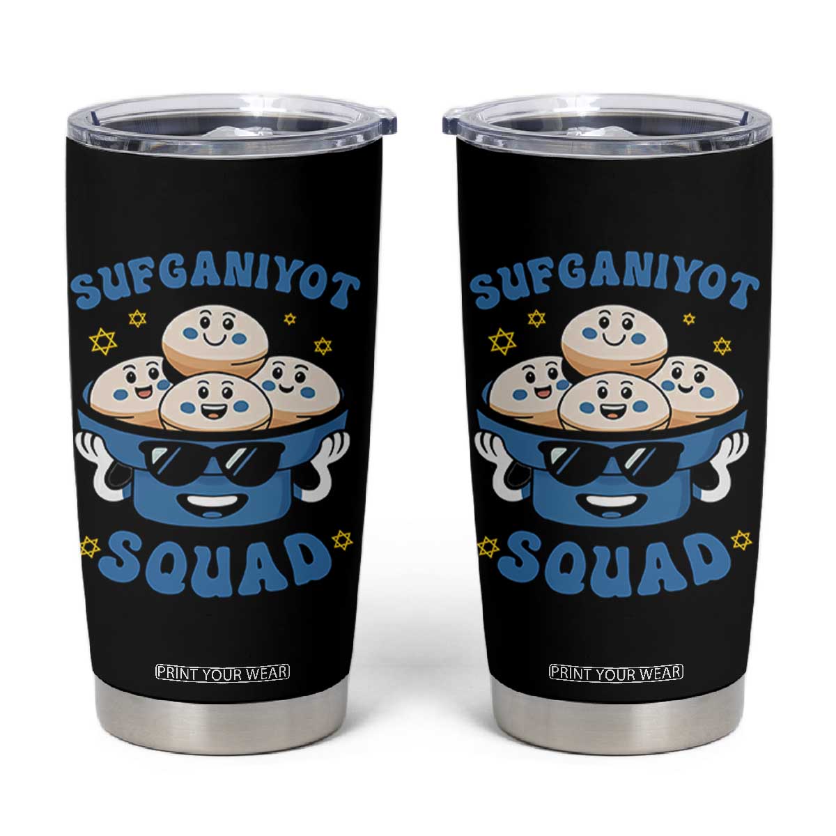 Hanukkah Sufganiyot Squad Tumbler Cup Funny Jelly Donut Jewish Gift TS12 Black Print Your Wear