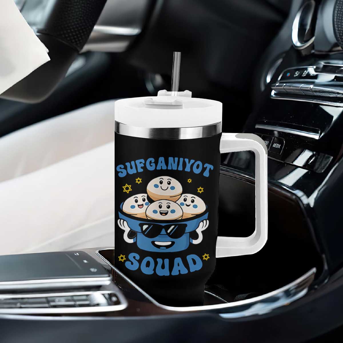 Hanukkah Sufganiyot Squad Tumbler With Handle Funny Jelly Donut Jewish Gift TS12 Print Your Wear