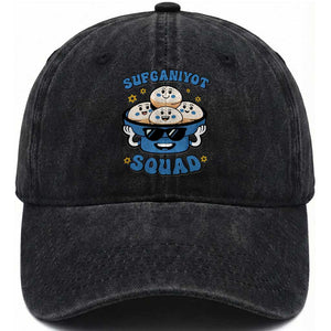 Hanukkah Sufganiyot Squad Washed Cotton Baseball Cap Funny Jelly Donut Jewish Gift TS12 Print Your Wear