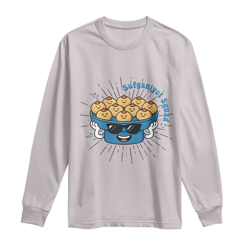 Funny Hanukkah Sufganiyah Jelly Donut Squad Gift Long Sleeve Shirt TS12 Ice Gray Print Your Wear