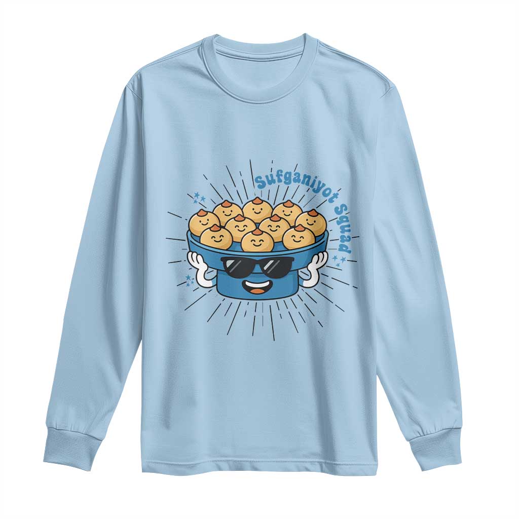 Funny Hanukkah Sufganiyah Jelly Donut Squad Gift Long Sleeve Shirt TS12 Light Blue Print Your Wear
