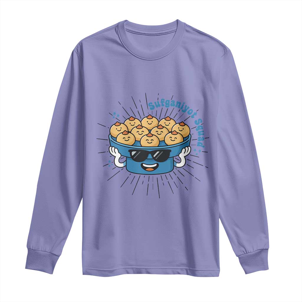 Funny Hanukkah Sufganiyah Jelly Donut Squad Gift Long Sleeve Shirt TS12 Violet Print Your Wear