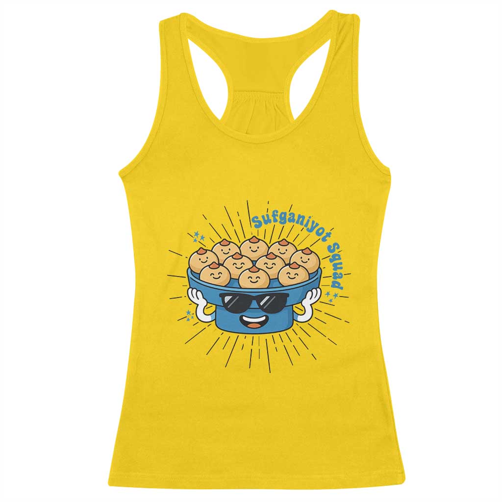 Funny Hanukkah Sufganiyah Jelly Donut Squad Gift Racerback Tank Top TS12 Daisy Print Your Wear