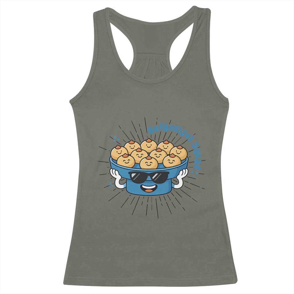 Funny Hanukkah Sufganiyah Jelly Donut Squad Gift Racerback Tank Top TS12 Military Green Print Your Wear