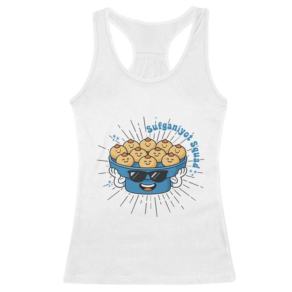 Funny Hanukkah Sufganiyah Jelly Donut Squad Gift Racerback Tank Top TS12 White Print Your Wear