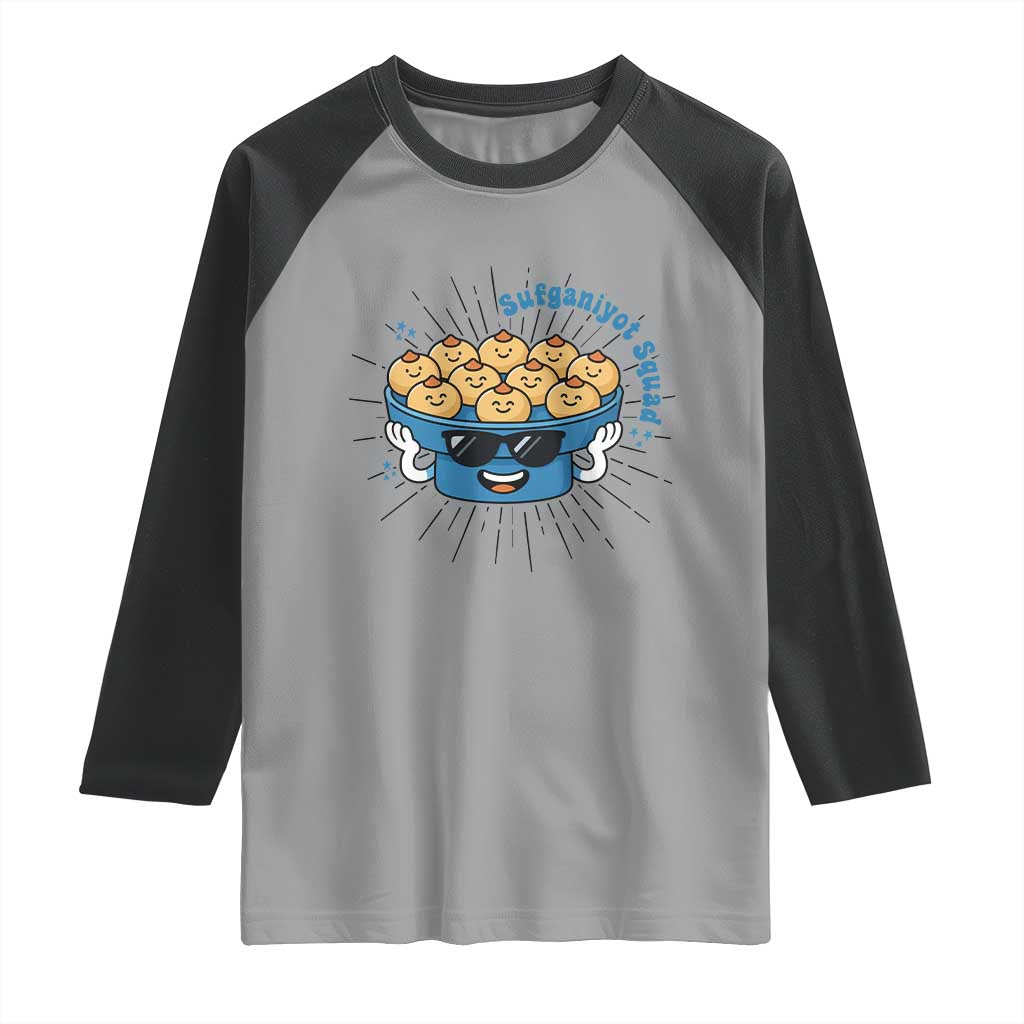 Funny Hanukkah Sufganiyah Jelly Donut Squad Gift Raglan Shirt TS12 Sport Gray Black Print Your Wear