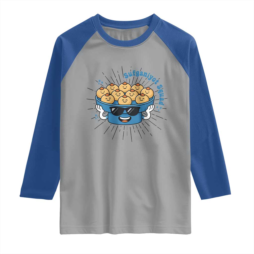 Funny Hanukkah Sufganiyah Jelly Donut Squad Gift Raglan Shirt TS12 Sport Gray Royal Print Your Wear