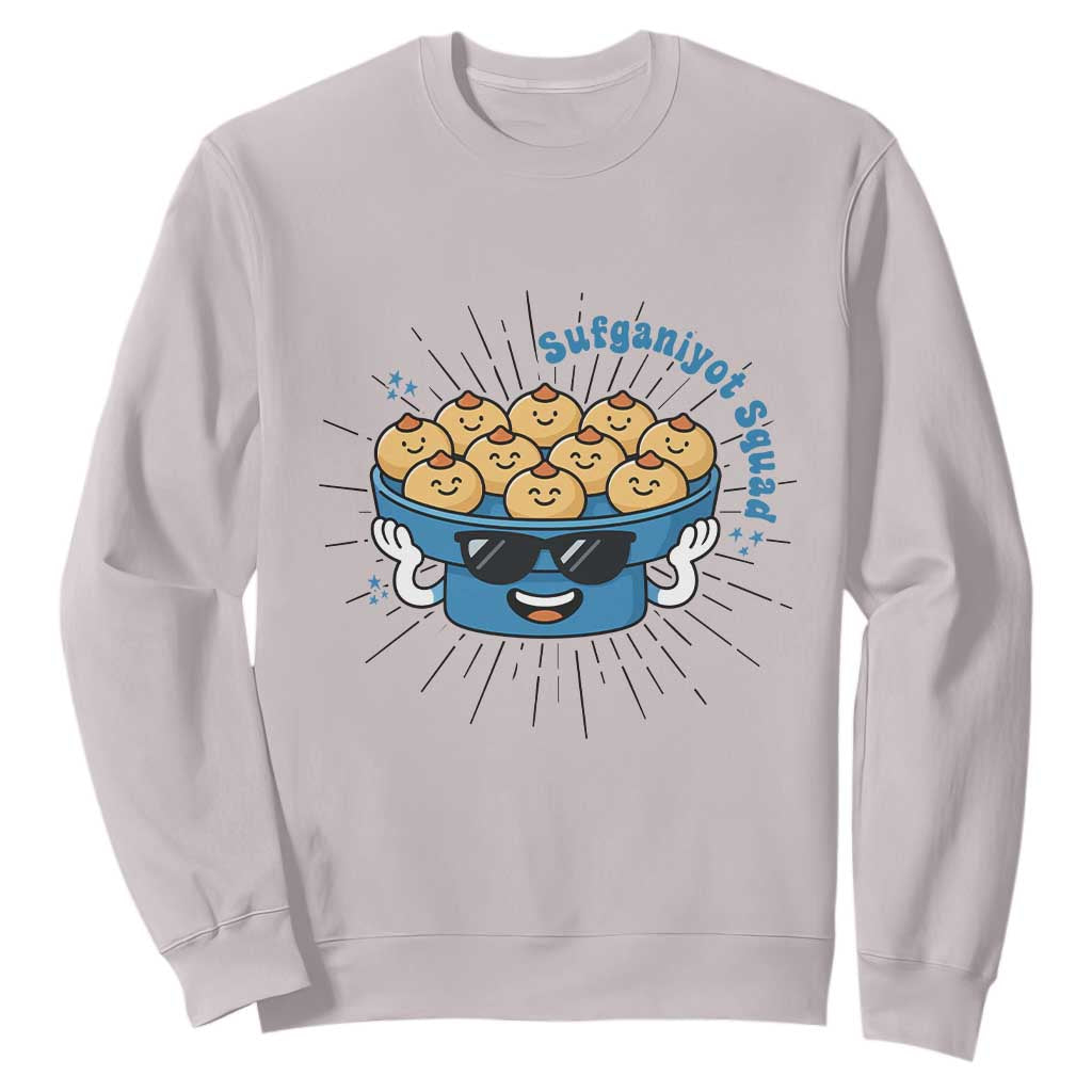 Funny Hanukkah Sufganiyah Jelly Donut Squad Gift Sweatshirt TS12 Ice Gray Print Your Wear