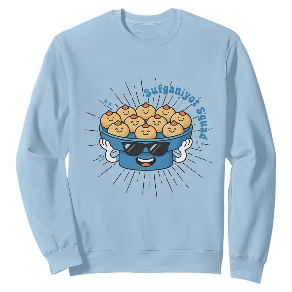 Funny Hanukkah Sufganiyah Jelly Donut Squad Gift Sweatshirt TS12 Light Blue Print Your Wear