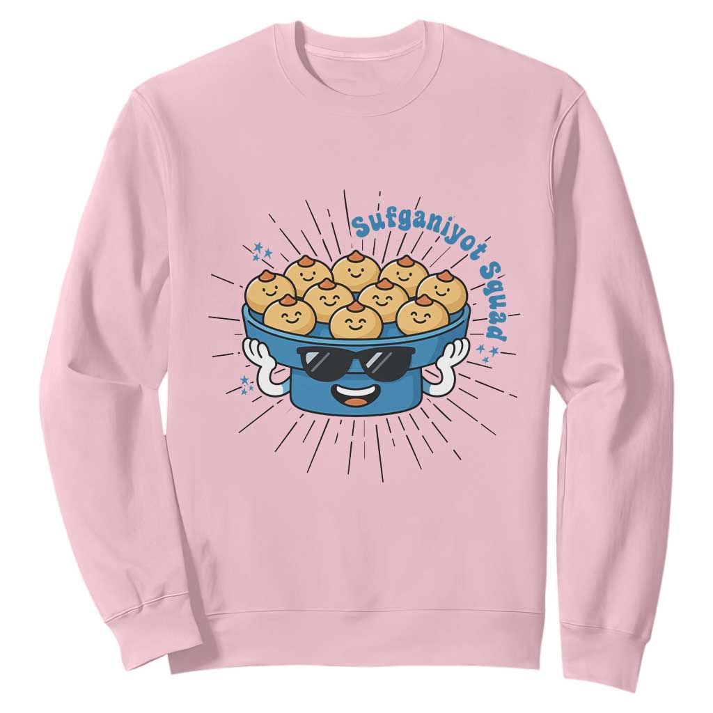 Funny Hanukkah Sufganiyah Jelly Donut Squad Gift Sweatshirt TS12 Light Pink Print Your Wear