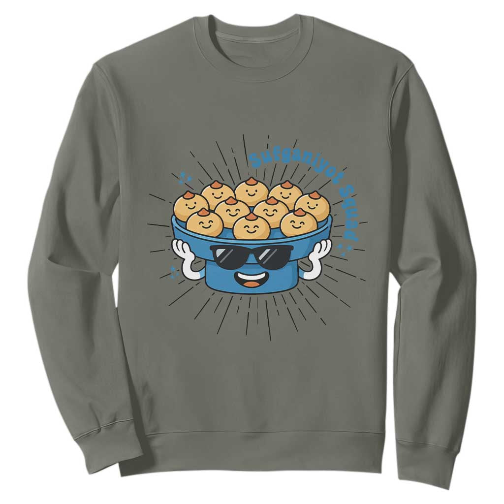 Funny Hanukkah Sufganiyah Jelly Donut Squad Gift Sweatshirt TS12 Military Green Print Your Wear