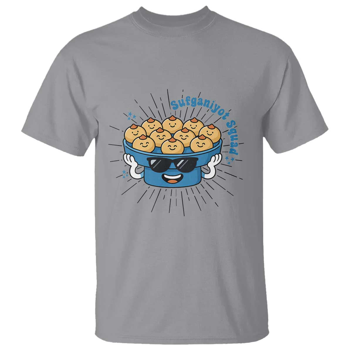 Funny Hanukkah Sufganiyah Jelly Donut Squad Gift T Shirt TS12 Sport Gray Print Your Wear