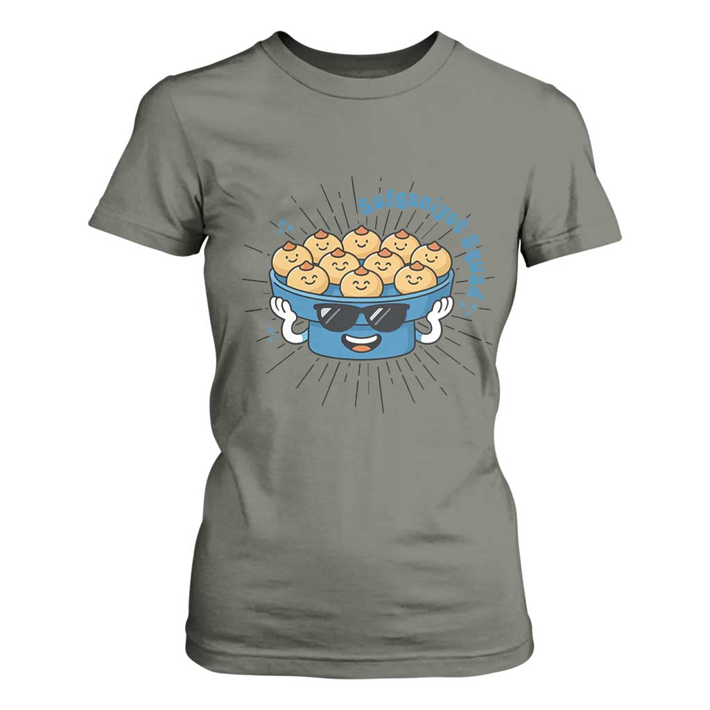Funny Hanukkah Sufganiyah Jelly Donut Squad Gift T Shirt For Women TS12 Military Green Print Your Wear