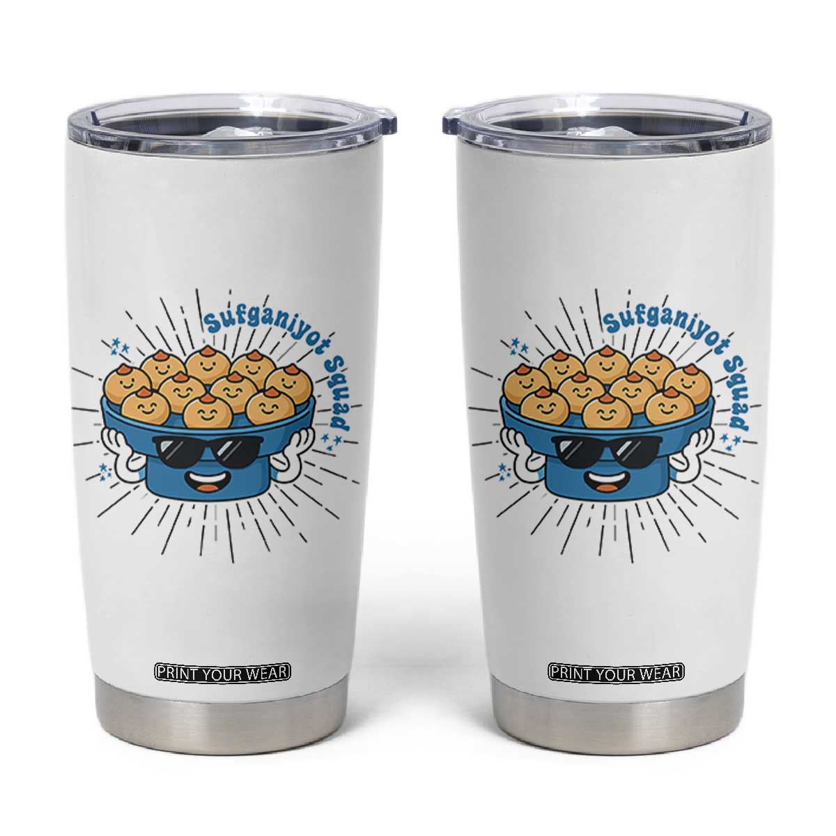 Funny Hanukkah Sufganiyah Jelly Donut Squad Gift Tumbler Cup TS12 White Print Your Wear