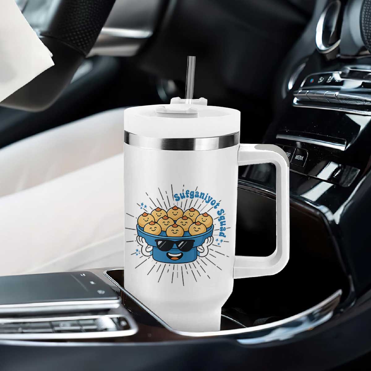 Funny Hanukkah Sufganiyah Jelly Donut Squad Gift Tumbler With Handle TS12 Print Your Wear