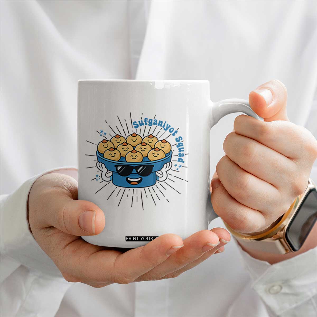 Funny Hanukkah Sufganiyah Jelly Donut Squad Gift Coffee Mug TS12 Print Your Wear