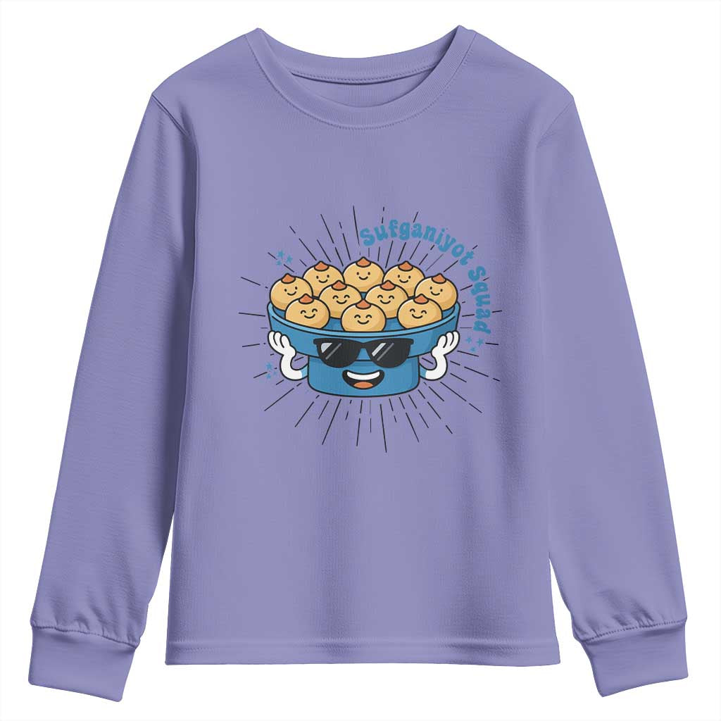 Funny Hanukkah Sufganiyah Jelly Donut Squad Gift Youth Sweatshirt TS12 Violet Print Your Wear