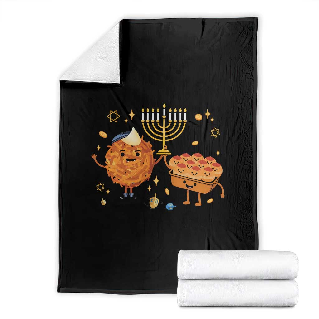 Hanukkah Sufganiyah And Latke Lifting Menorah Throw Blanket Funny Holiday Gift TS12 White Print Your Wear