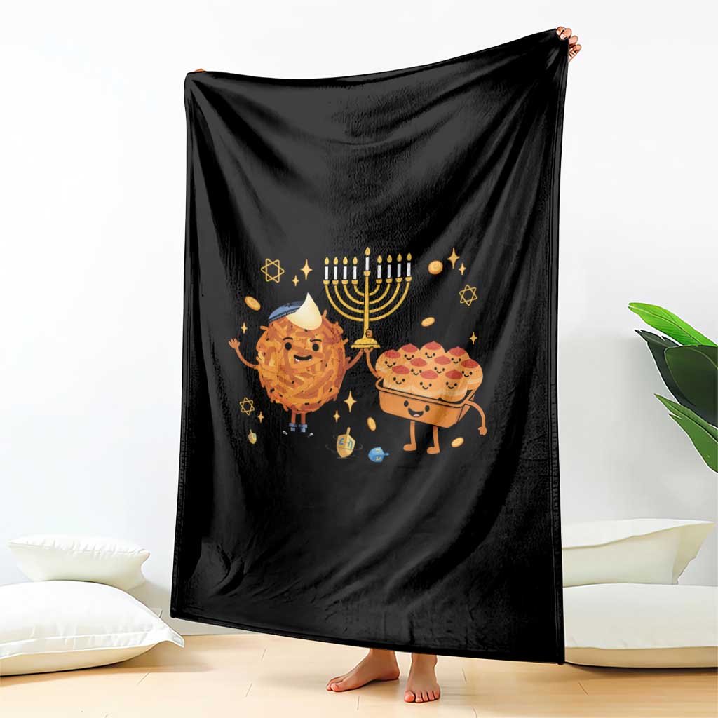 Hanukkah Sufganiyah And Latke Lifting Menorah Throw Blanket Funny Holiday Gift TS12 Print Your Wear