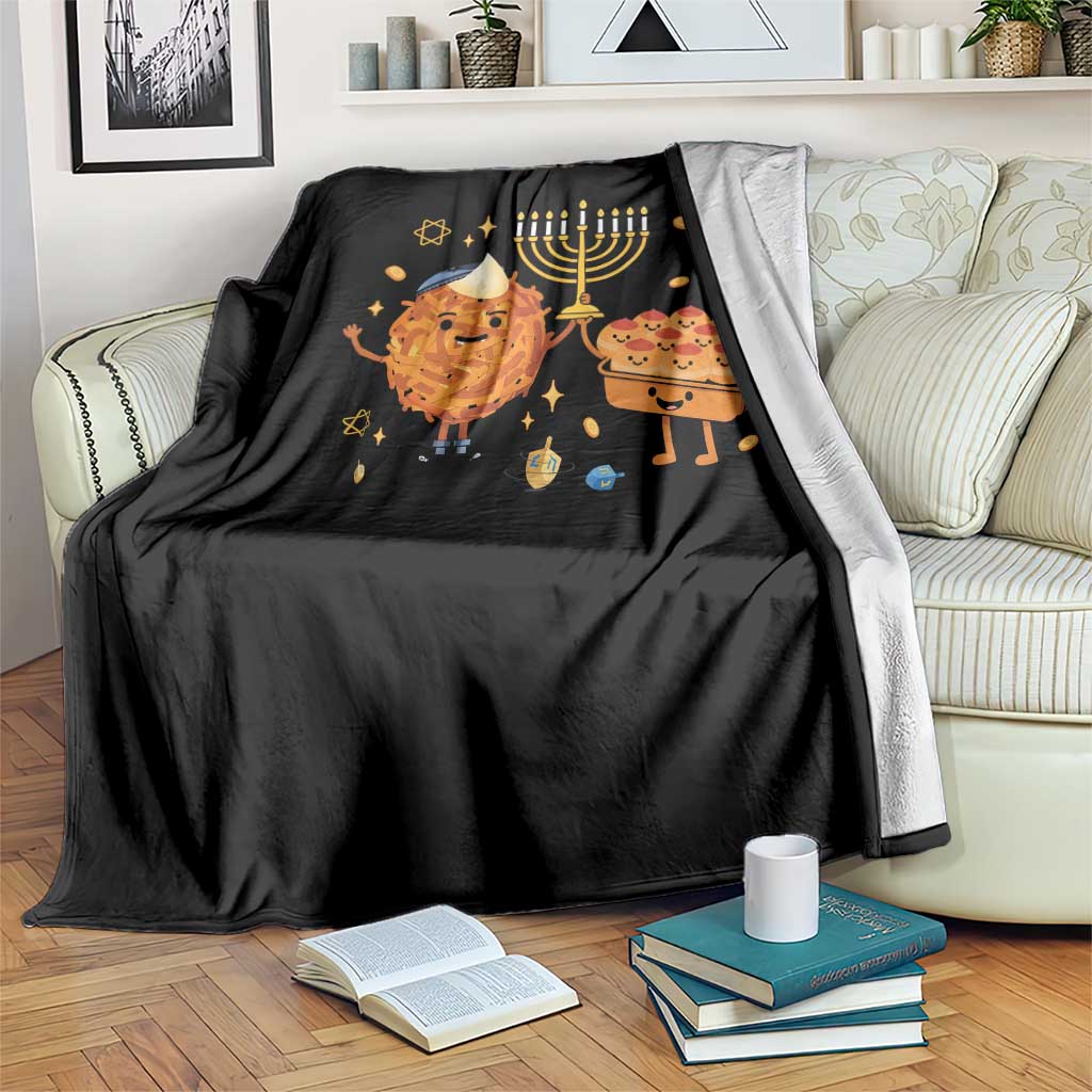 Hanukkah Sufganiyah And Latke Lifting Menorah Throw Blanket Funny Holiday Gift TS12 Print Your Wear