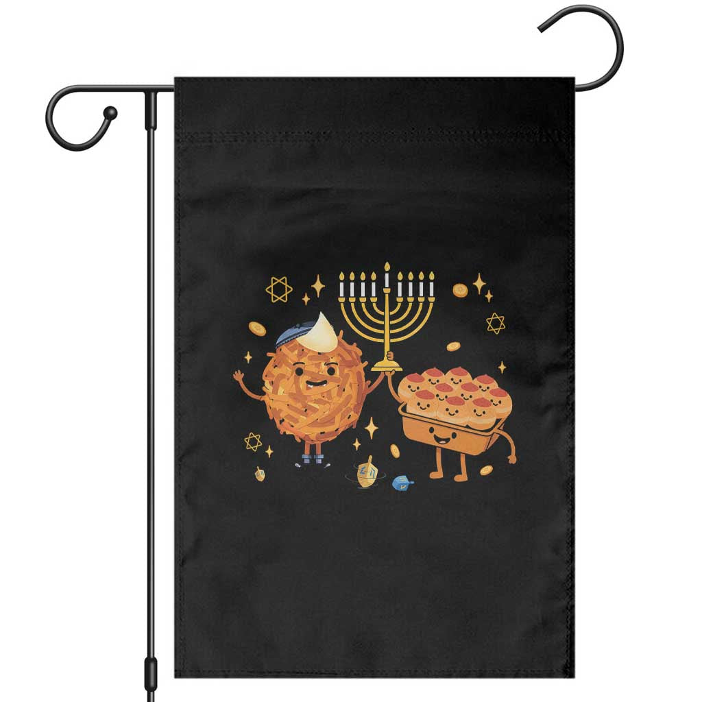 Hanukkah Sufganiyah And Latke Lifting Menorah Garden Flag Funny Holiday Gift TS12 White Print Your Wear