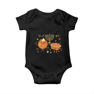 Hanukkah Sufganiyah And Latke Lifting Menorah Baby Onesie Funny Holiday Gift TS12 Black Print Your Wear