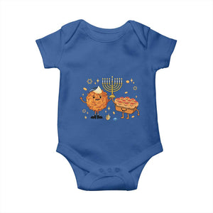 Hanukkah Sufganiyah And Latke Lifting Menorah Baby Onesie Funny Holiday Gift TS12 Royal Blue Print Your Wear