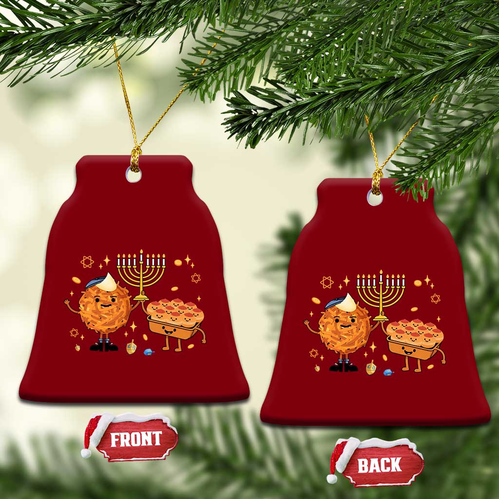Hanukkah Sufganiyah And Latke Lifting Menorah Ceramic Ornament Funny Holiday Gift TS12 Print Your Wear