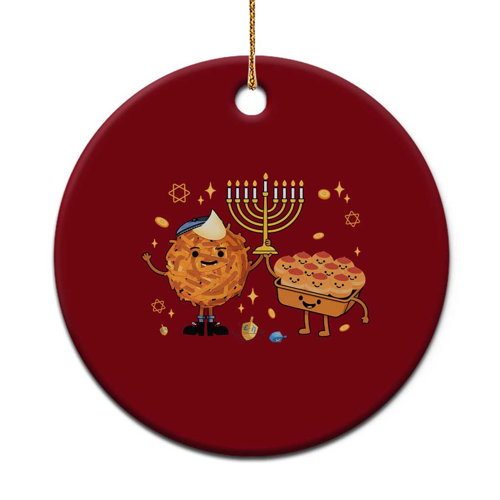 Hanukkah Sufganiyah And Latke Lifting Menorah Ceramic Ornament Funny Holiday Gift TS12 1pc Red Print Your Wear