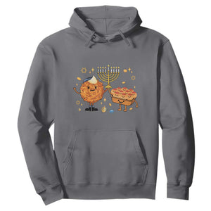 Hanukkah Sufganiyah And Latke Lifting Menorah Hoodie Funny Holiday Gift TS12 Charcoal Print Your Wear