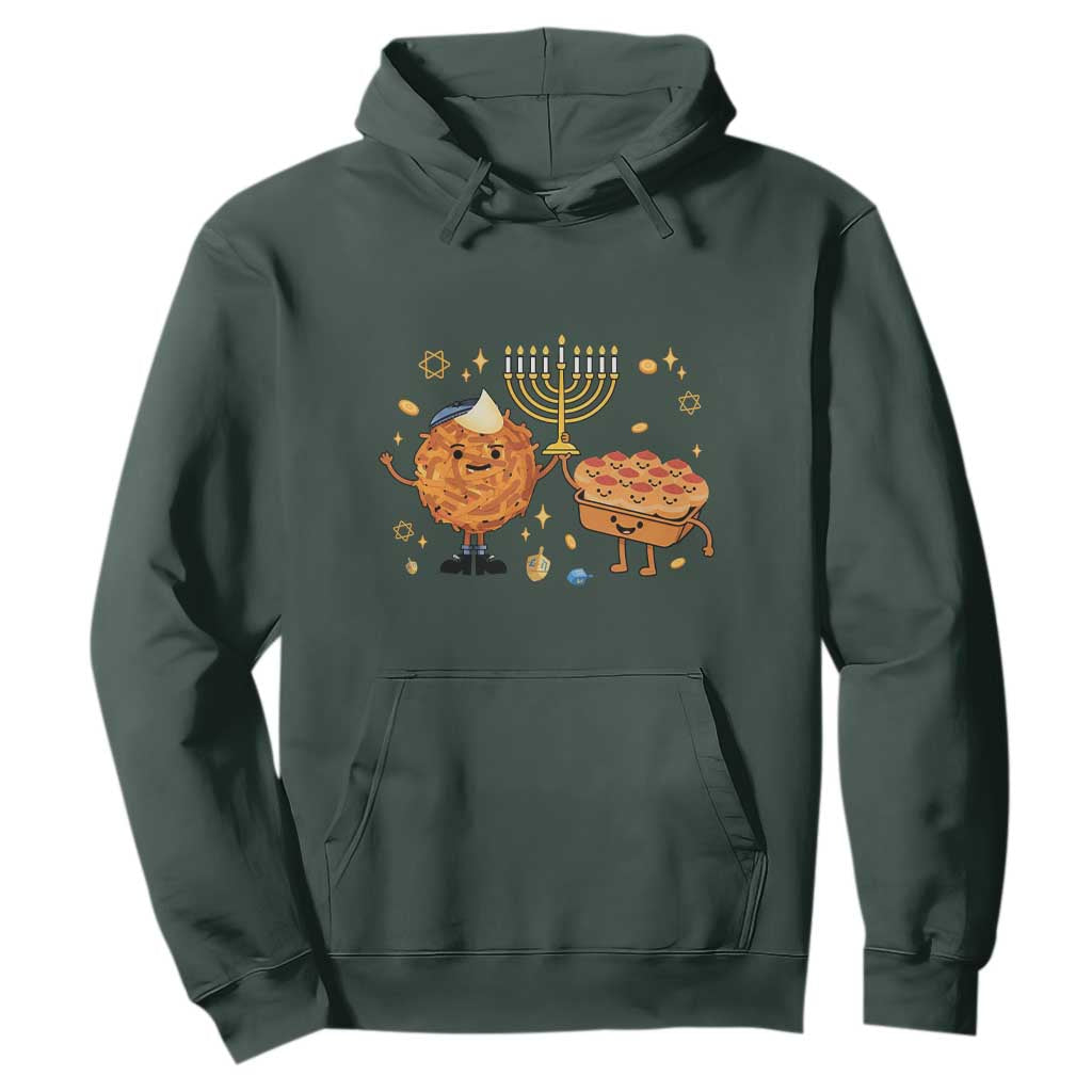 Hanukkah Sufganiyah And Latke Lifting Menorah Hoodie Funny Holiday Gift TS12 Dark Forest Green Print Your Wear