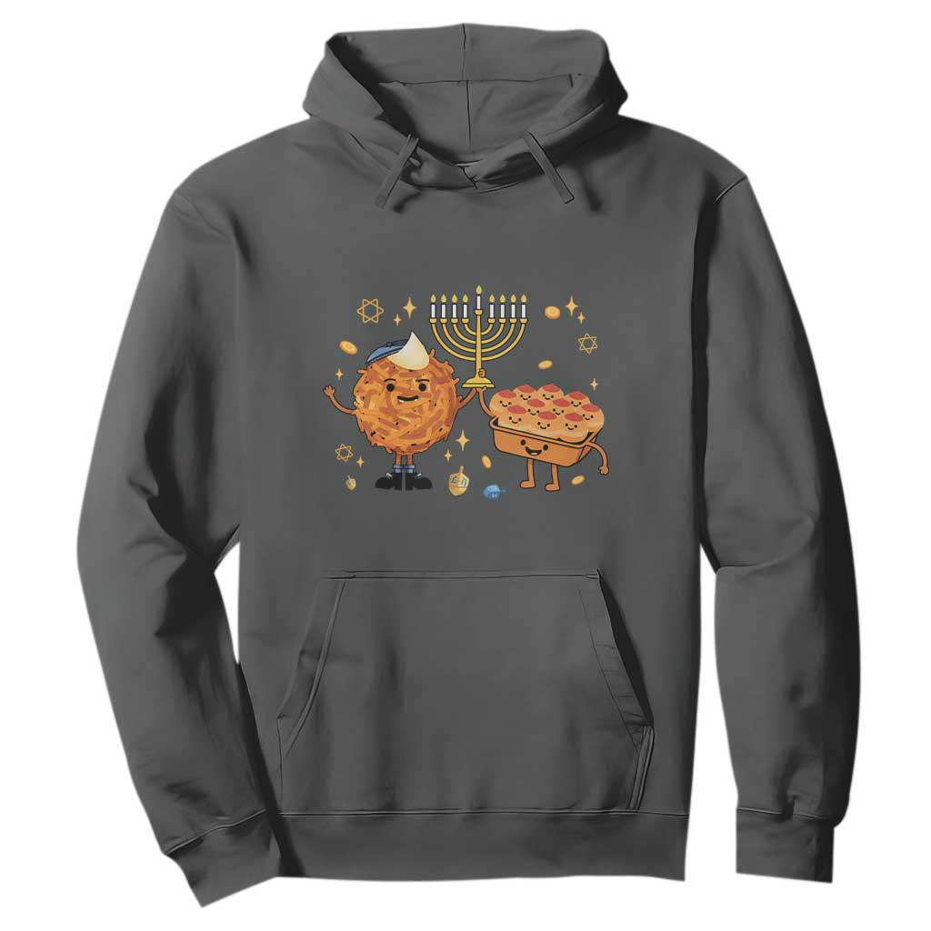 Hanukkah Sufganiyah And Latke Lifting Menorah Hoodie Funny Holiday Gift TS12 Dark Heather Print Your Wear