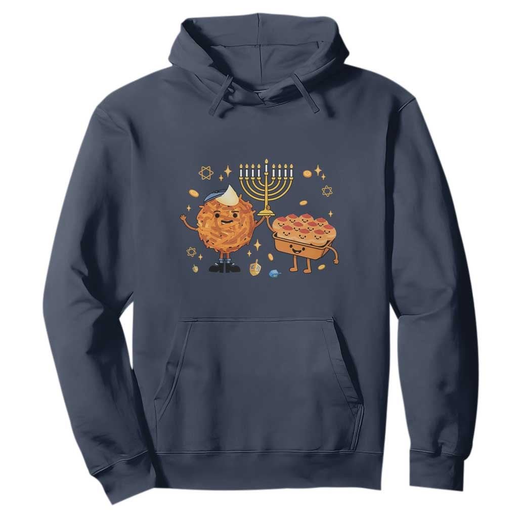 Hanukkah Sufganiyah And Latke Lifting Menorah Hoodie Funny Holiday Gift TS12 Navy Print Your Wear