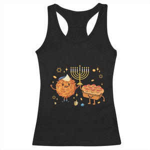 Hanukkah Sufganiyah And Latke Lifting Menorah Racerback Tank Top Funny Holiday Gift TS12 Black Print Your Wear