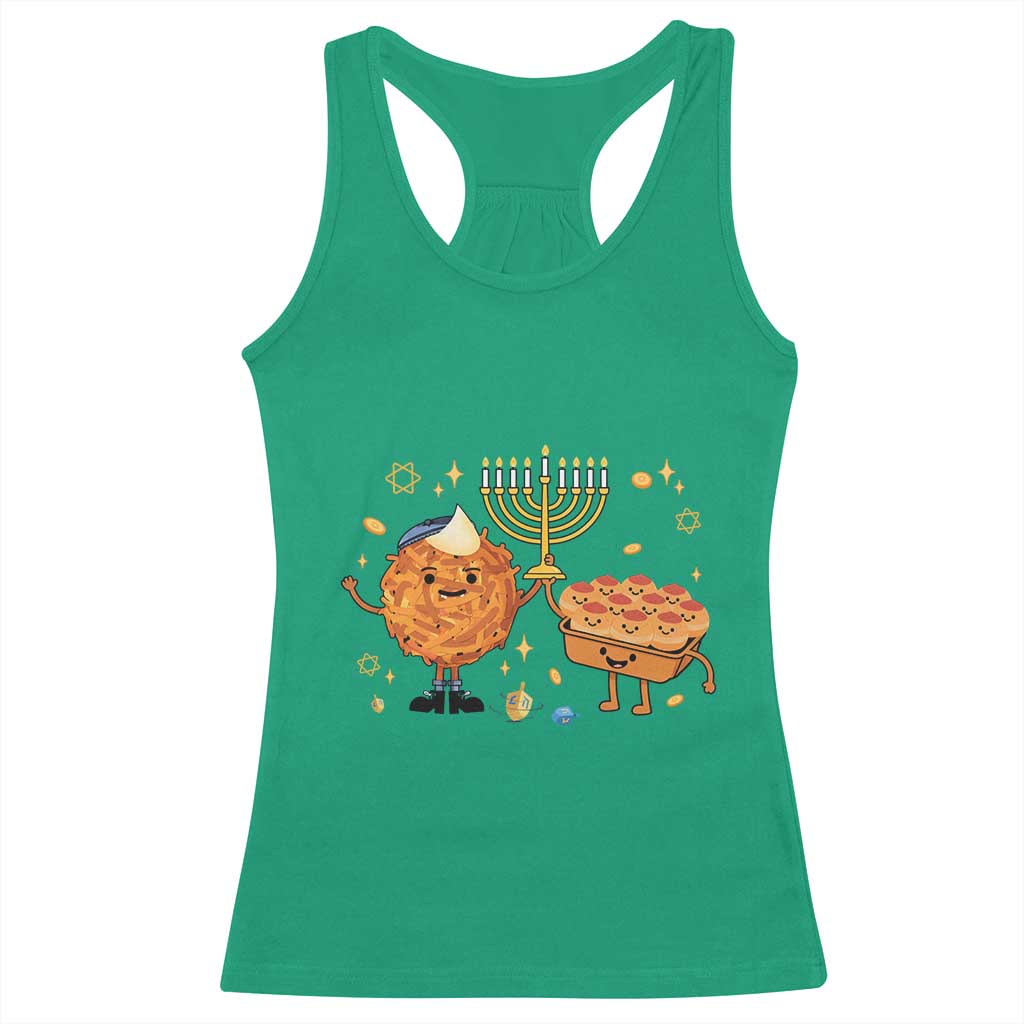 Hanukkah Sufganiyah And Latke Lifting Menorah Racerback Tank Top Funny Holiday Gift TS12 Irish Green Print Your Wear