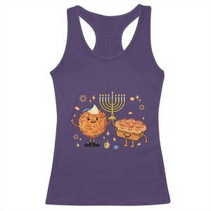 Hanukkah Sufganiyah And Latke Lifting Menorah Racerback Tank Top Funny Holiday Gift TS12 Purple Print Your Wear
