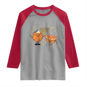 Hanukkah Sufganiyah And Latke Lifting Menorah Raglan Shirt Funny Holiday Gift TS12 Sport Gray Red Print Your Wear
