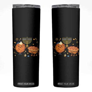 Hanukkah Sufganiyah And Latke Lifting Menorah Skinny Tumbler Funny Holiday Gift TS12 Black Print Your Wear