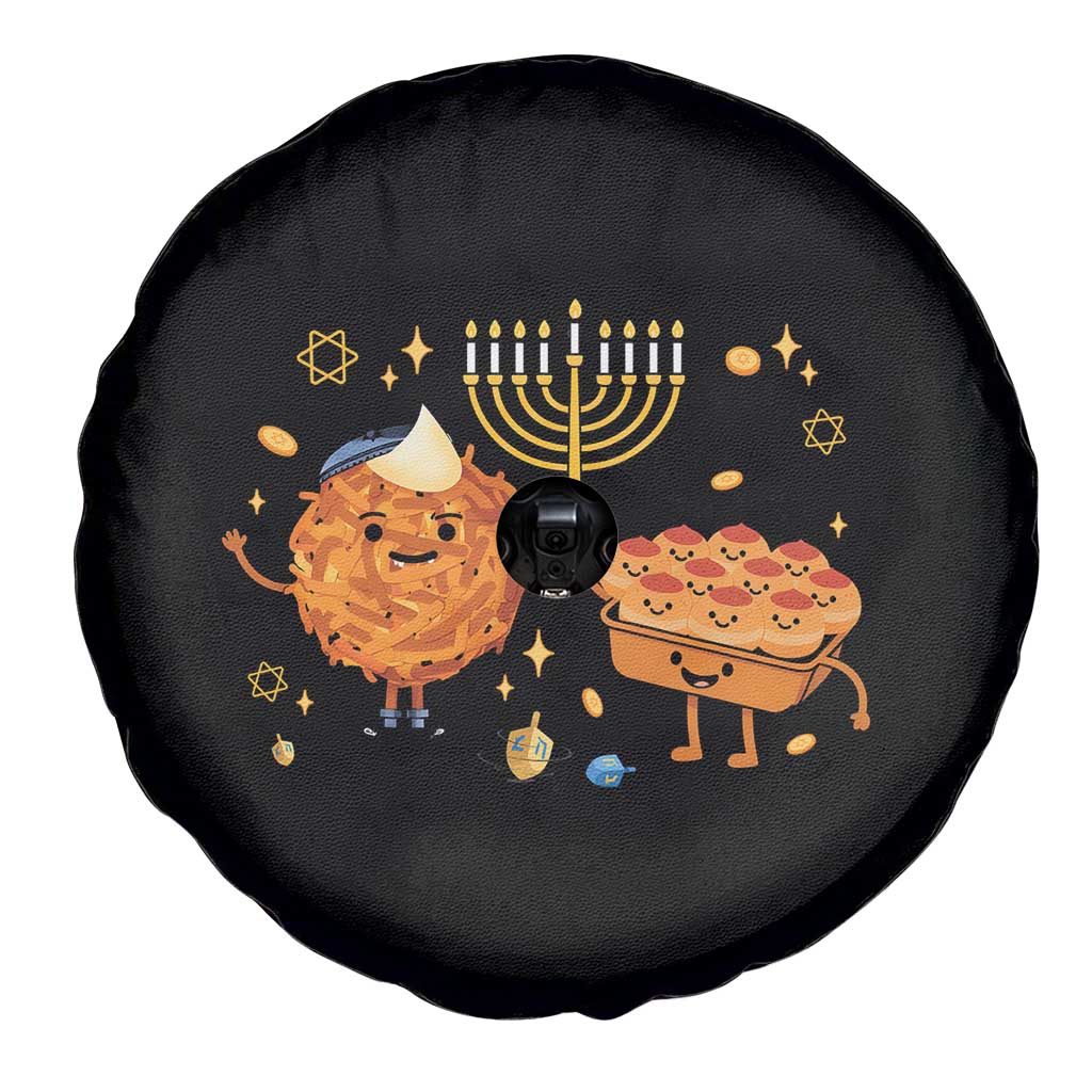 Hanukkah Sufganiyah And Latke Lifting Menorah Spare Tire Cover Funny Holiday Gift TS12 Print Your Wear