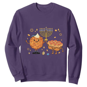 Hanukkah Sufganiyah And Latke Lifting Menorah Sweatshirt Funny Holiday Gift TS12 Purple Print Your Wear