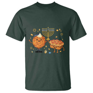 Hanukkah Sufganiyah And Latke Lifting Menorah T Shirt Funny Holiday Gift TS12 Dark Forest Green Print Your Wear