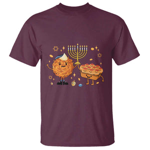 Hanukkah Sufganiyah And Latke Lifting Menorah T Shirt Funny Holiday Gift TS12 Maroon Print Your Wear