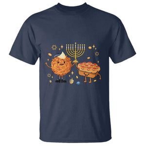 Hanukkah Sufganiyah And Latke Lifting Menorah T Shirt Funny Holiday Gift TS12 Navy Print Your Wear