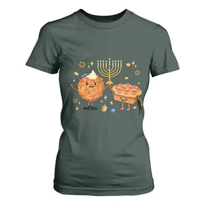 Hanukkah Sufganiyah And Latke Lifting Menorah T Shirt For Women Funny Holiday Gift TS12 Dark Forest Green Print Your Wear
