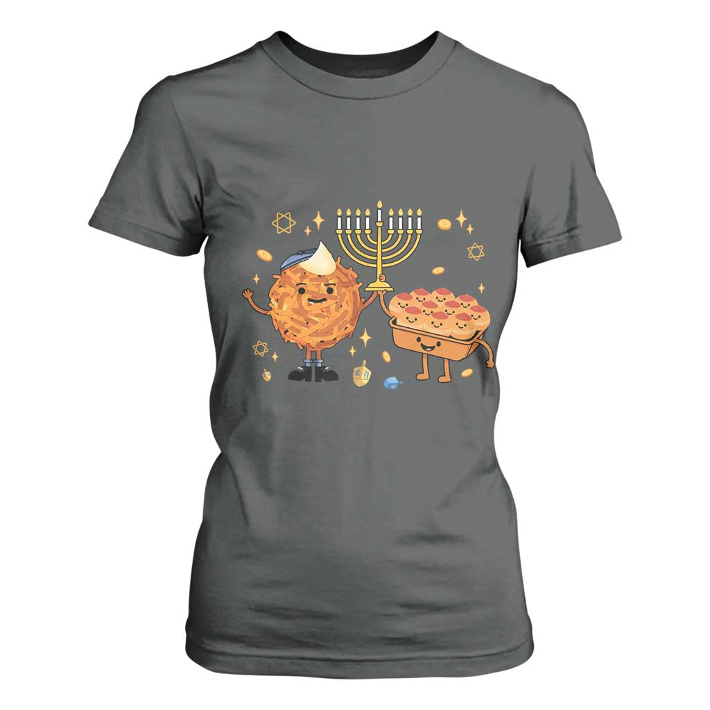 Hanukkah Sufganiyah And Latke Lifting Menorah T Shirt For Women Funny Holiday Gift TS12 Dark Heather Print Your Wear