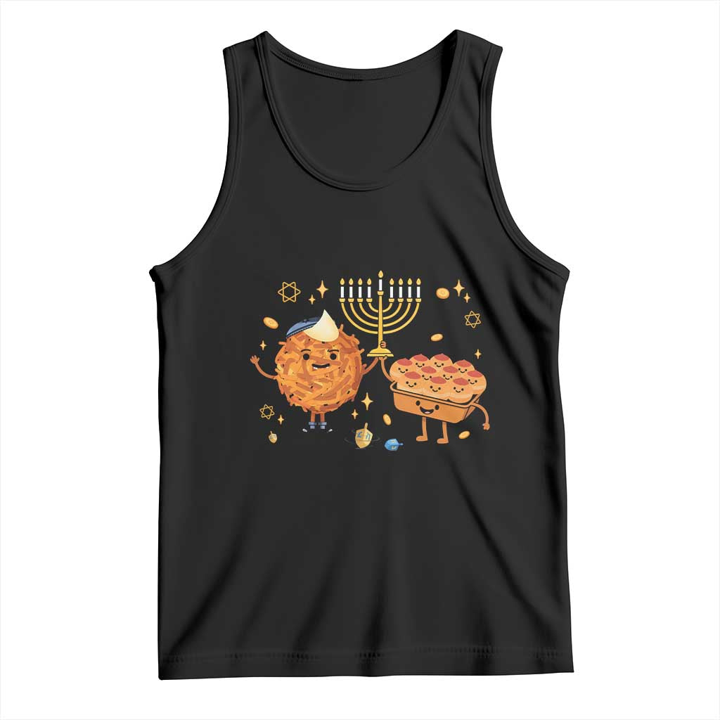 Hanukkah Sufganiyah And Latke Lifting Menorah Tank Top Funny Holiday Gift TS12 Black Print Your Wear