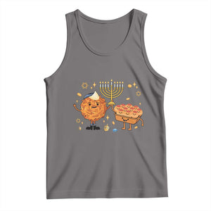 Hanukkah Sufganiyah And Latke Lifting Menorah Tank Top Funny Holiday Gift TS12 Deep Heather Print Your Wear