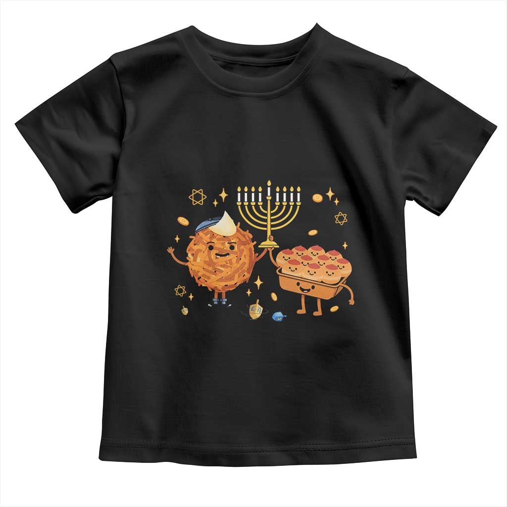 Hanukkah Sufganiyah And Latke Lifting Menorah Toddler T Shirt Funny Holiday Gift TS12 Black Print Your Wear