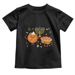 Hanukkah Sufganiyah And Latke Lifting Menorah Toddler T Shirt Funny Holiday Gift TS12 Black Print Your Wear